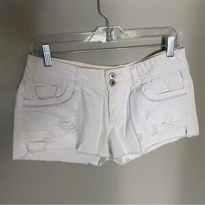 Bongo Vintage Y2K Women's White Distressed Denim Shorts Size 9